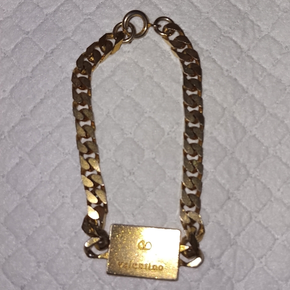 Valentino Gold Tone Logo Plate Bracelet - Picture 2 of 2
